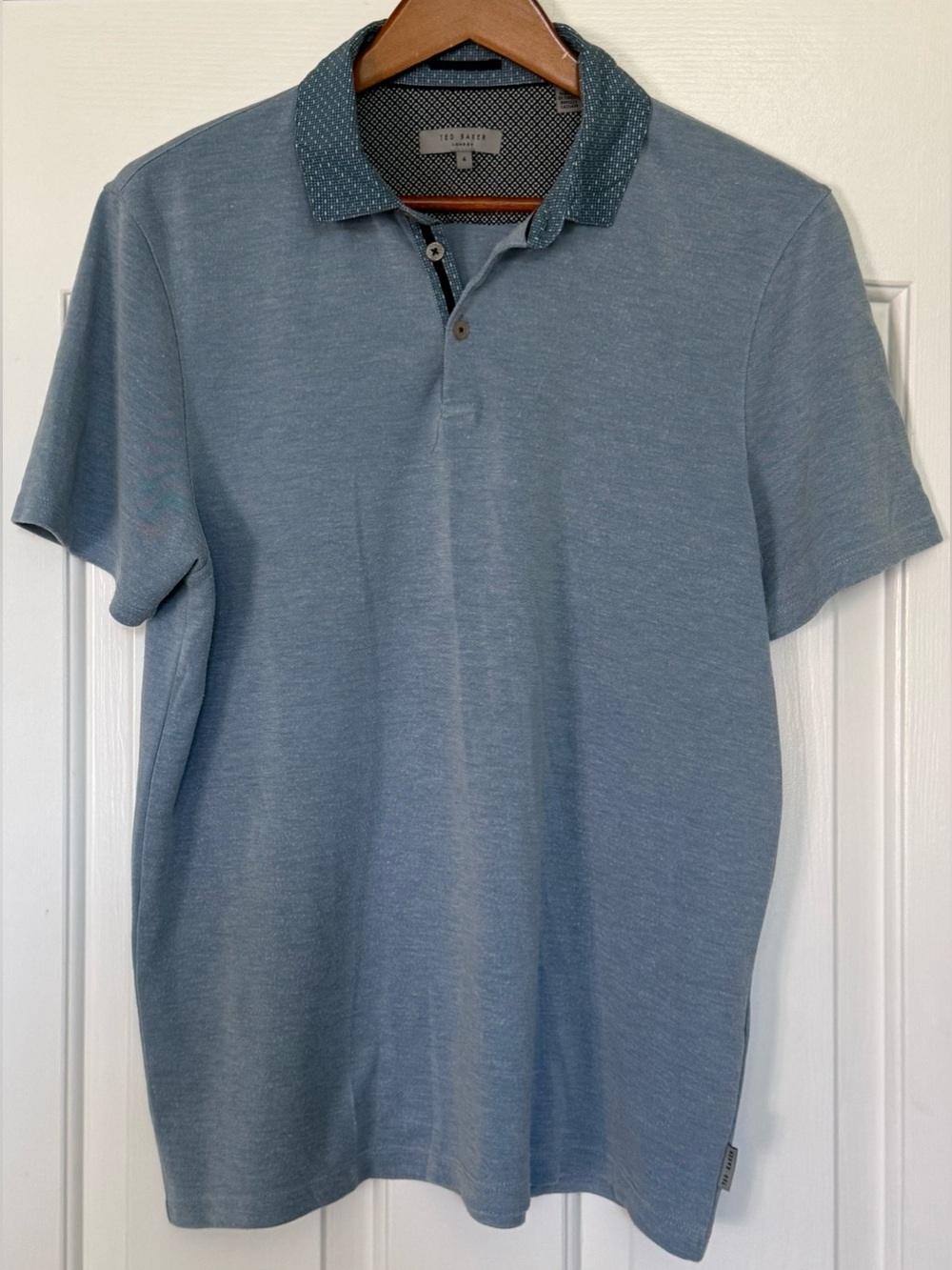 Ted Baker MMB Frend Polo Shirt Blue Geometric Men’s Size 4 Large